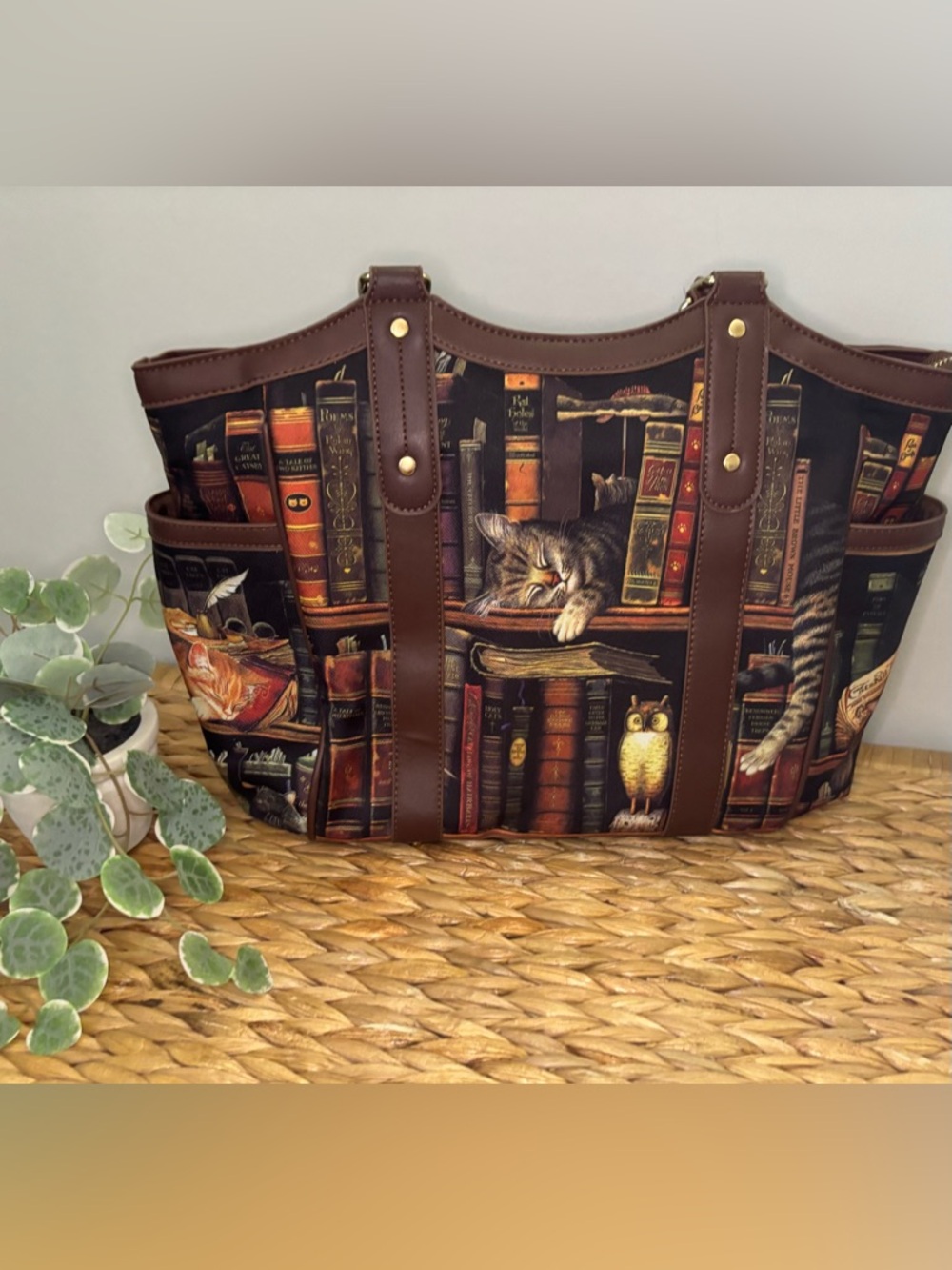 🐈Bradford Exchange Cat & Books Classic Tails Tote Bag 🐈‍⬛ - Picture 10 of 16